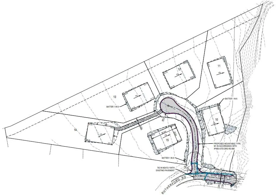 Architectural layout with road and plots
