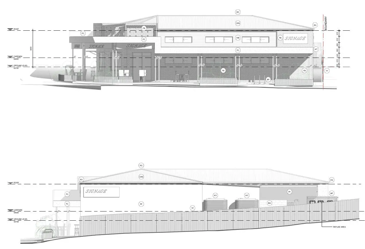 Side view architectural design plan