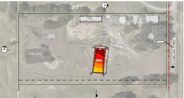 Proposed construction site layout and measurements