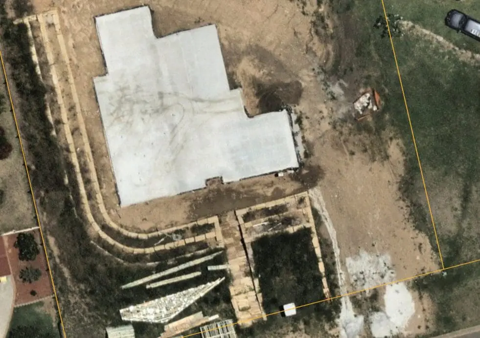 Overhead shot of early construction phase