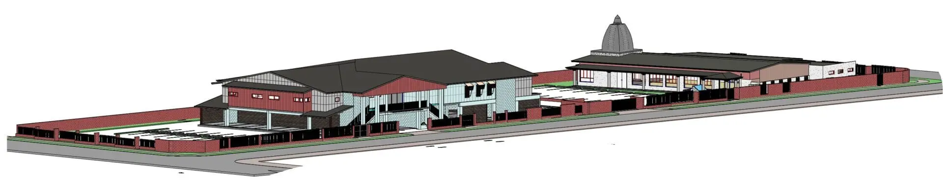 3D model of interconnected buildings and roads